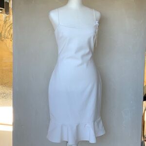 LIKELY White Ruffled Mini Sheath Dress